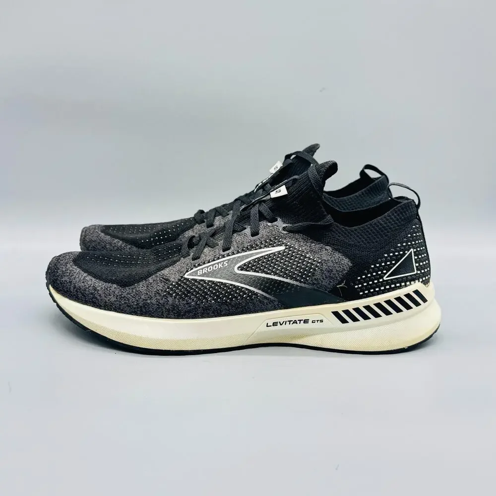Brooks Shoes Womens 12 Black Levitate GTS 5 StealthFit Running Athletic Sneakers